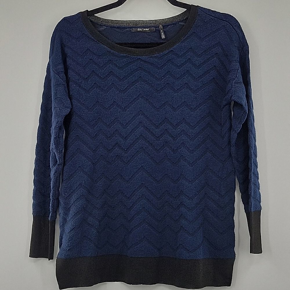 3 For$20 Daisy Fuentes Blue Sweater w/ Black trim size cS